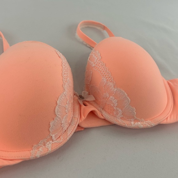 Victoria’s Secret Neon Peach Perfect Fit Bra with Lace Detailing - Picture 3 of 8
